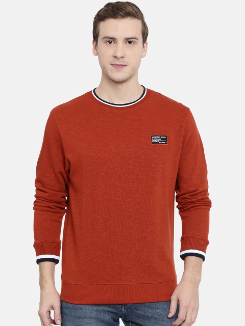 

Wrangler Men Rust Orange Solid Sweatshirt