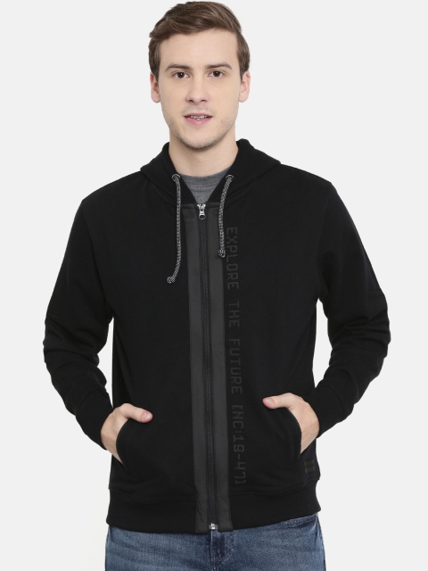 

Wrangler Men Black Solid Hooded Sweatshirt