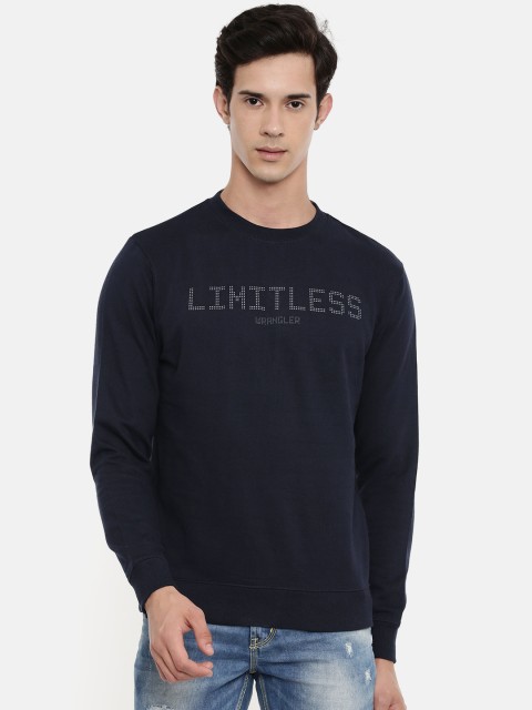 

Wrangler Men Navy Blue Self Design Sweatshirt