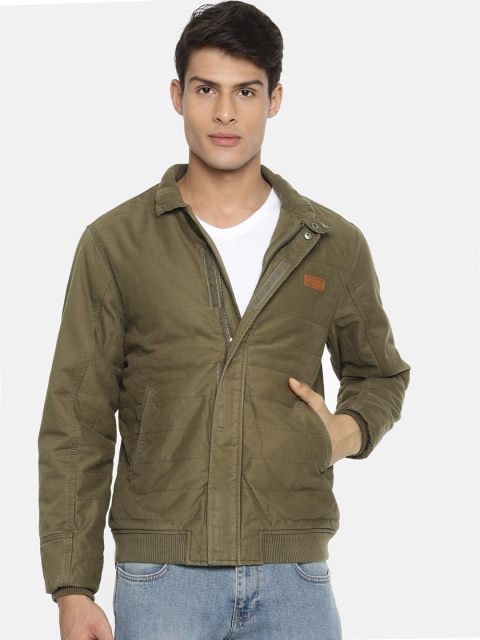 

Wrangler Men Olive Green Solid Dorsett Slim Fit Bomber Slim Fit Jacket