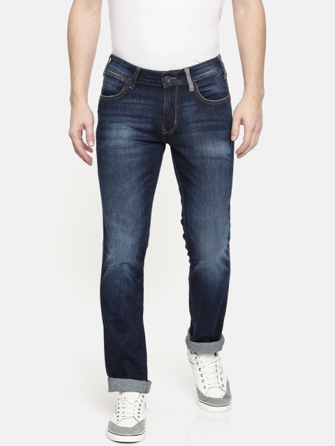 

Wrangler Men Navy Blue Skanders Slim Tapered Fit Low-Rise Clean Look Stretchable Jeans