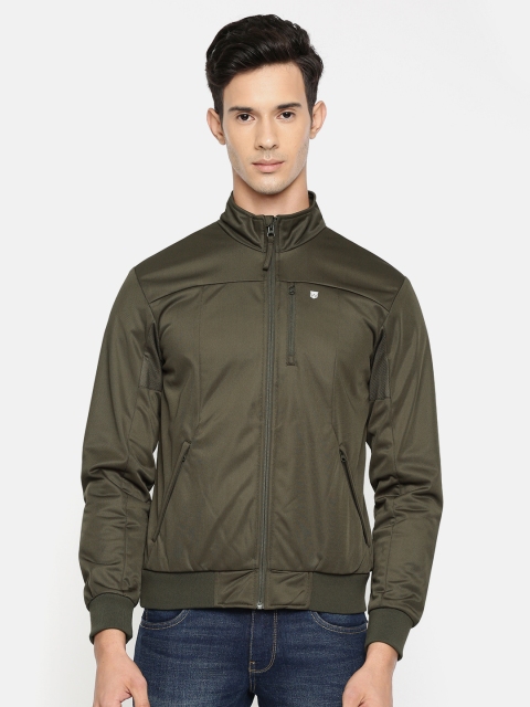 

Wrangler Men Olive Green Solid Slim Fit Bomber