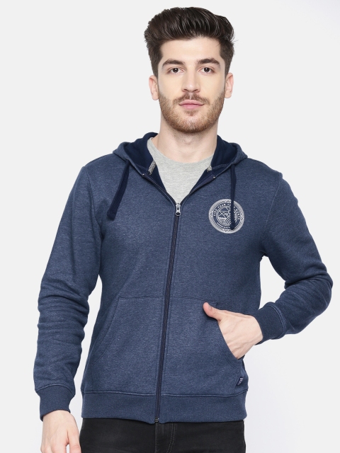 

Wrangler Men Navy Blue Solid Hooded Sweatshirt