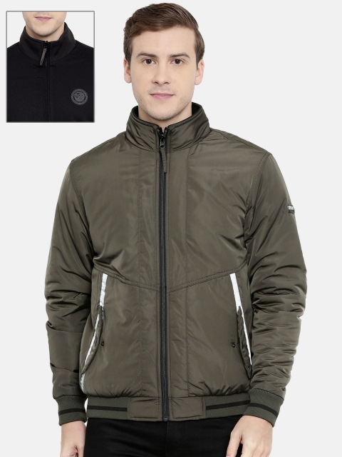 

Wrangler Men Olive Green Solid Reversible Slim Fit Jacket