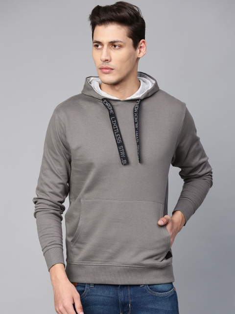 

Wrangler Men Grey Solid Justin Hooded Sweatshirt