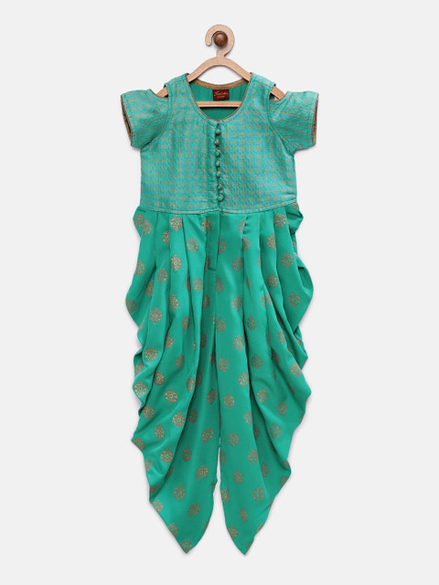 

Twisha Girls Green Printed Basic Jumpsuit