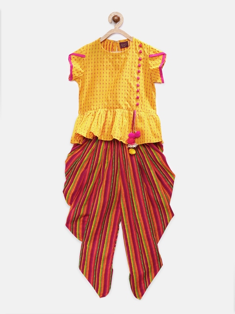 

Twisha Girls Yellow & Red Printed Top with Dhoti Pants
