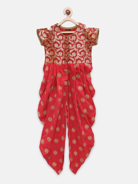 

Twisha Girls Red Printed Basic Jumpsuit