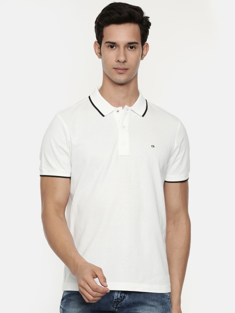 

Calvin Klein Jeans Men White Solid Polo Collar T-shirt