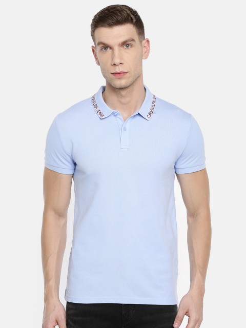 

Calvin Klein Jeans Men Blue Printed Polo Collar T-shirt