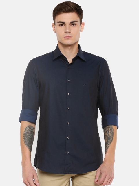 

Calvin Klein Jeans Men Navy Blue Slim Fit Solid Casual Shirt