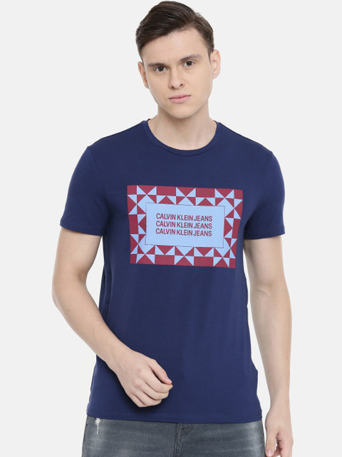 

Calvin Klein Jeans Men Blue Printed Round Neck T-shirt