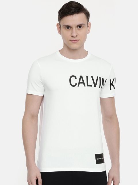 

Calvin Klein Jeans Men White Printed Slim Fit Round Neck T-shirt