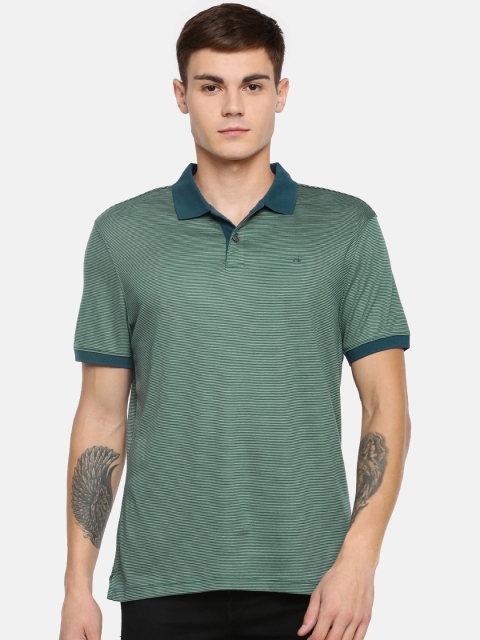 

Calvin Klein Jeans Men Blue & Green Striped Polo Collar T-shirt