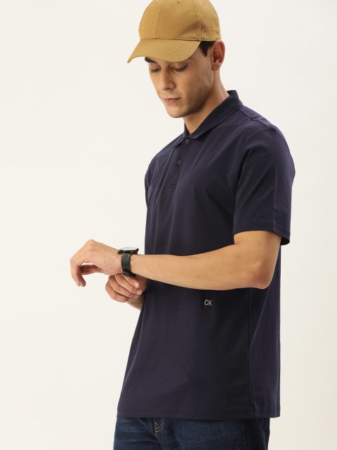 

Calvin Klein Jeans Men Navy Blue Placement Embroidered Polo Collar T-shirt
