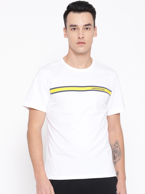 

Calvin Klein Jeans Men White Solid Round Neck T-shirt