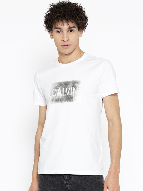

Calvin Klein Jeans Men White & Silver Printed Round Neck T-shirt