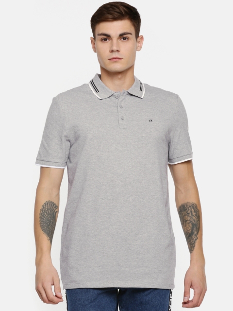 

Calvin Klein Jeans Men Grey Solid Polo T-shirt