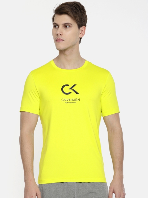 

Calvin Klein Jeans Men Fluorescent Green Printed Performance Fit Round Neck T-shirt