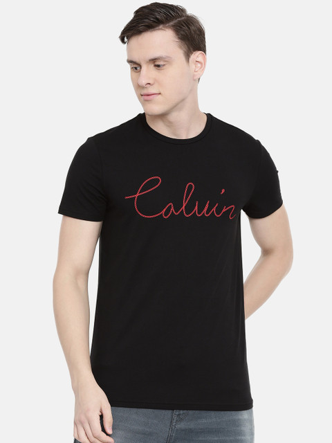 

Calvin Klein Jeans Men Black Printed Slim Fit Round Neck T-shirt