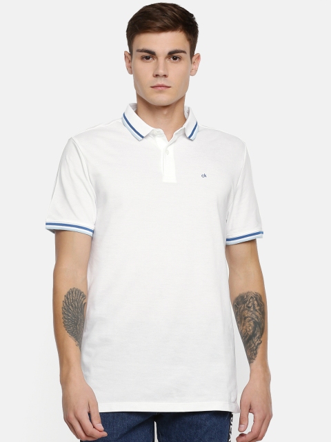 

Calvin Klein Jeans Men White Solid Polo Pure Cotton T-shirt