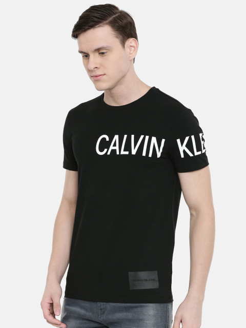 

Calvin Klein Jeans Men Black Printed Slim Fit Round Neck T-shirt