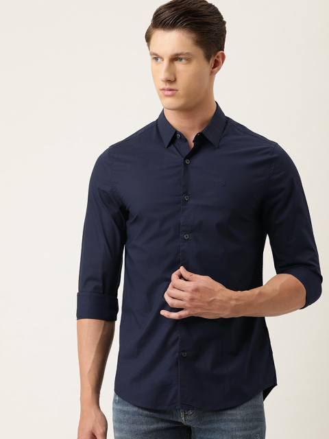 

Calvin Klein Jeans Men Navy Blue Slim Fit Solid Casual Shirt