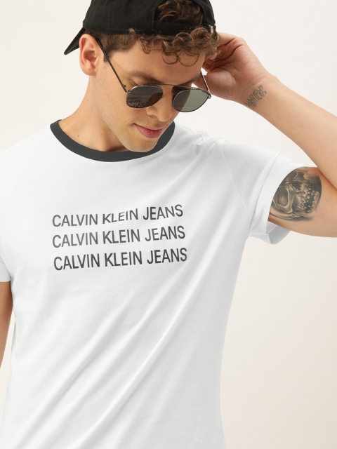 

Calvin Klein Jeans Men White Printed Round Neck T-shirt