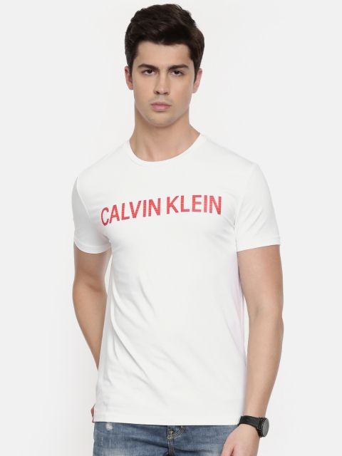 

Calvin Klein Jeans Men White Printed Round Neck T-shirt