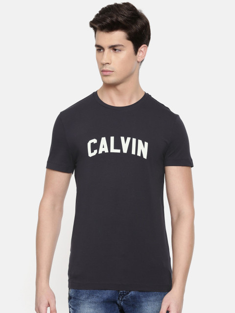 

Calvin Klein Jeans Men Navy Blue Printed Round Neck T-shirt