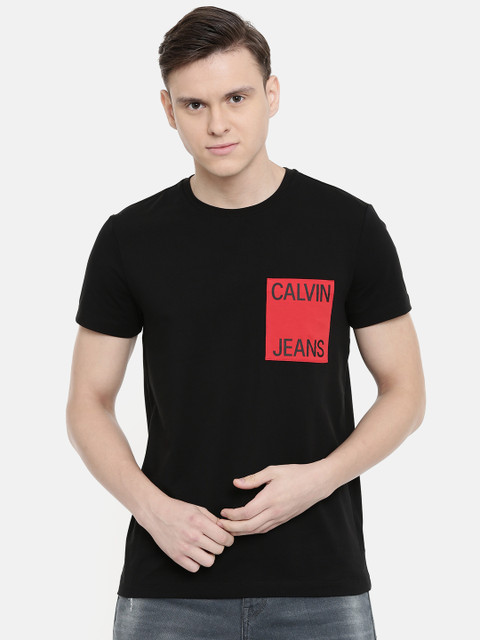 

Calvin Klein Jeans Men Black Solid Round Neck T-shirt