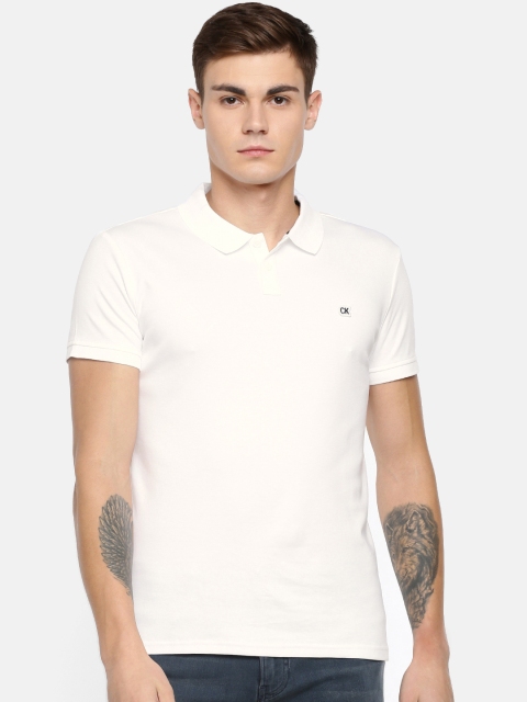 

Calvin Klein Jeans Men White Solid Polo T-shirt