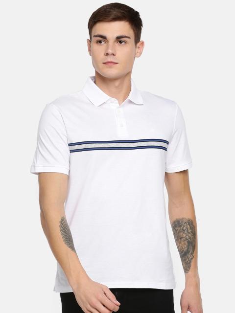 

Calvin Klein Jeans Men White Solid Polo Collar Pure Cotton T-shirt