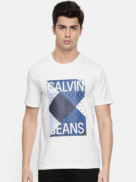 

Calvin Klein Jeans Men White Printed Round Neck T-shirt