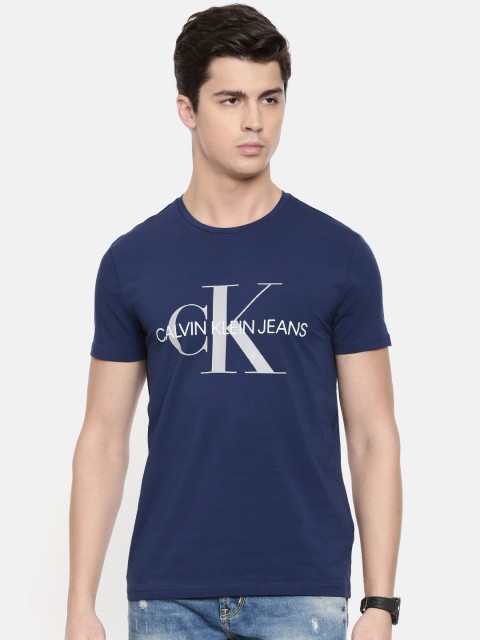 

Calvin Klein Jeans Men Navy Blue Printed Slim Fit Round Neck T-shirt