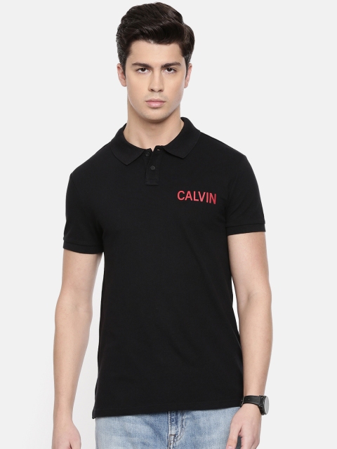 

Calvin Klein Jeans Men Black Solid Slim Fit Polo Collar T-shirt