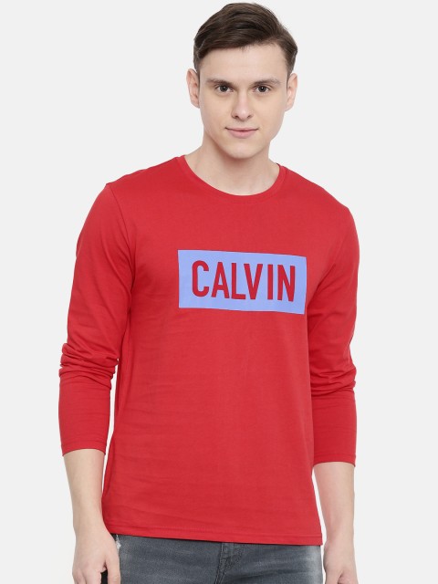 

Calvin Klein Jeans Men Red Printed Slim Fit Round Neck T-shirt