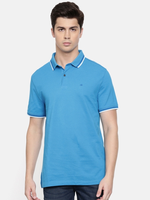 

Calvin Klein Jeans Men Blue Solid Polo Collar T-shirt
