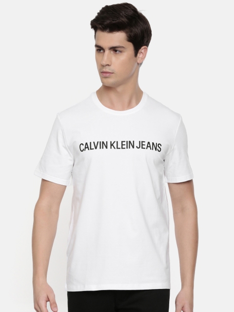 

Calvin Klein Jeans Men White Printed Round Neck T-shirt