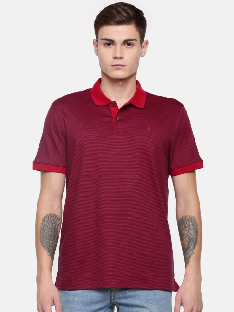 

Calvin Klein Jeans Men Red & Navy Blue Striped Polo T-shirt