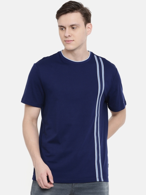 

Calvin Klein Jeans Men Navy Blue Striped Round Neck T-shirt