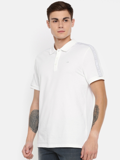

Calvin Klein Jeans Men White Solid Polo T-shirt