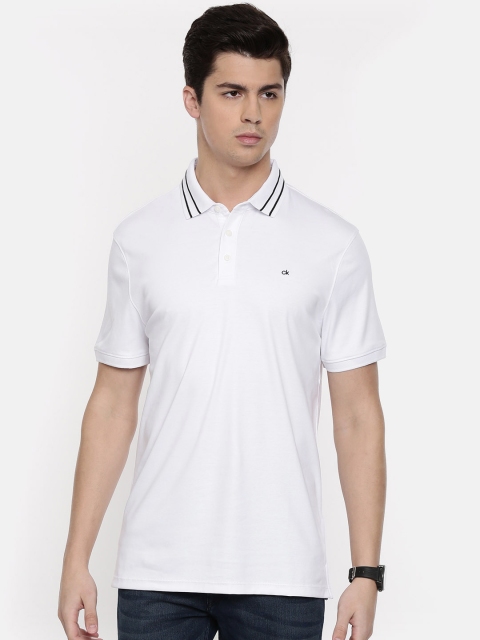 

Calvin Klein Jeans Men White Solid Polo Collar T-shirt