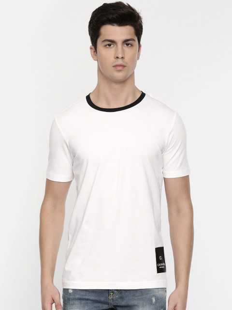 

Calvin Klein Jeans Men White Solid Round Neck T-shirt
