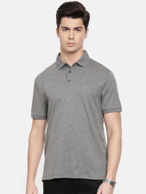 

Calvin Klein Jeans Men Grey Solid Polo Collar Pure Cotton T-shirt