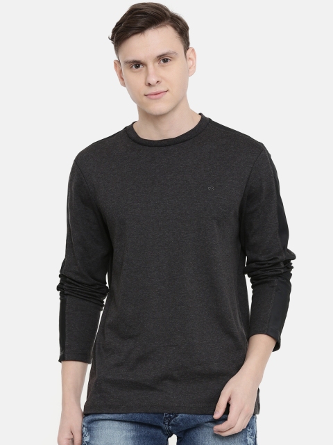 

Calvin Klein Jeans Men Charcoal Grey Solid Slim Fit Round Neck T-shirt