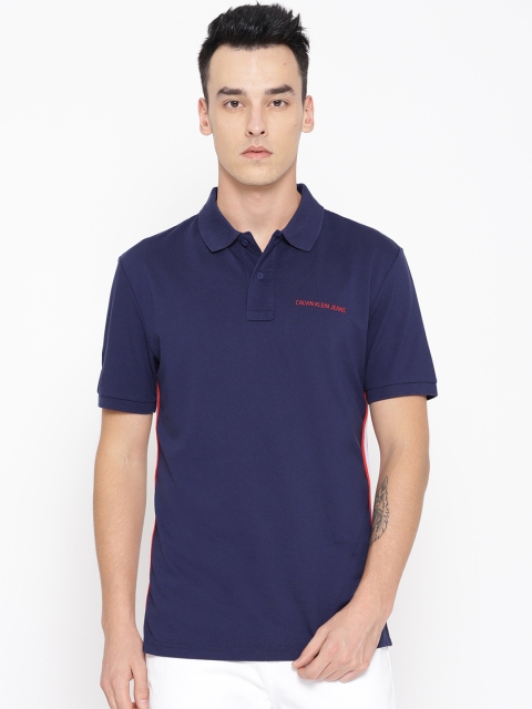 

Calvin Klein Jeans Men Navy Blue Solid Polo Collar T-shirt