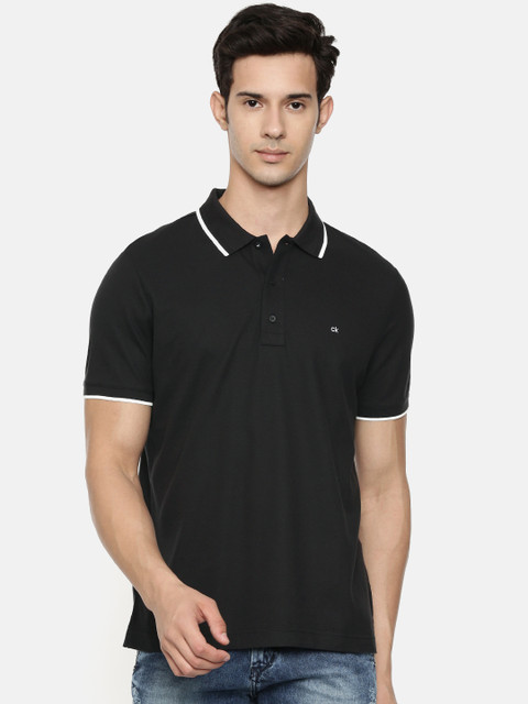 

Calvin Klein Jeans Men Black Solid Polo Collar T-shirt