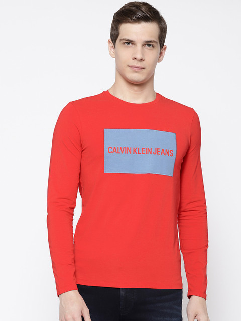 

Calvin Klein Jeans Men Red Printed Round Neck T-shirt