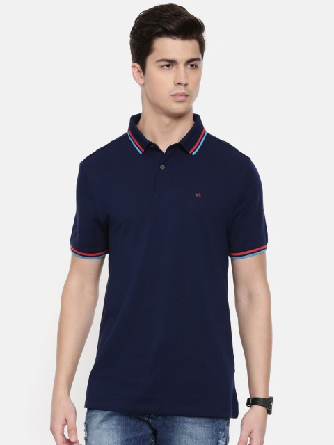 

Calvin Klein Jeans Men Navy Solid Polo Collar T-shirt, Navy blue